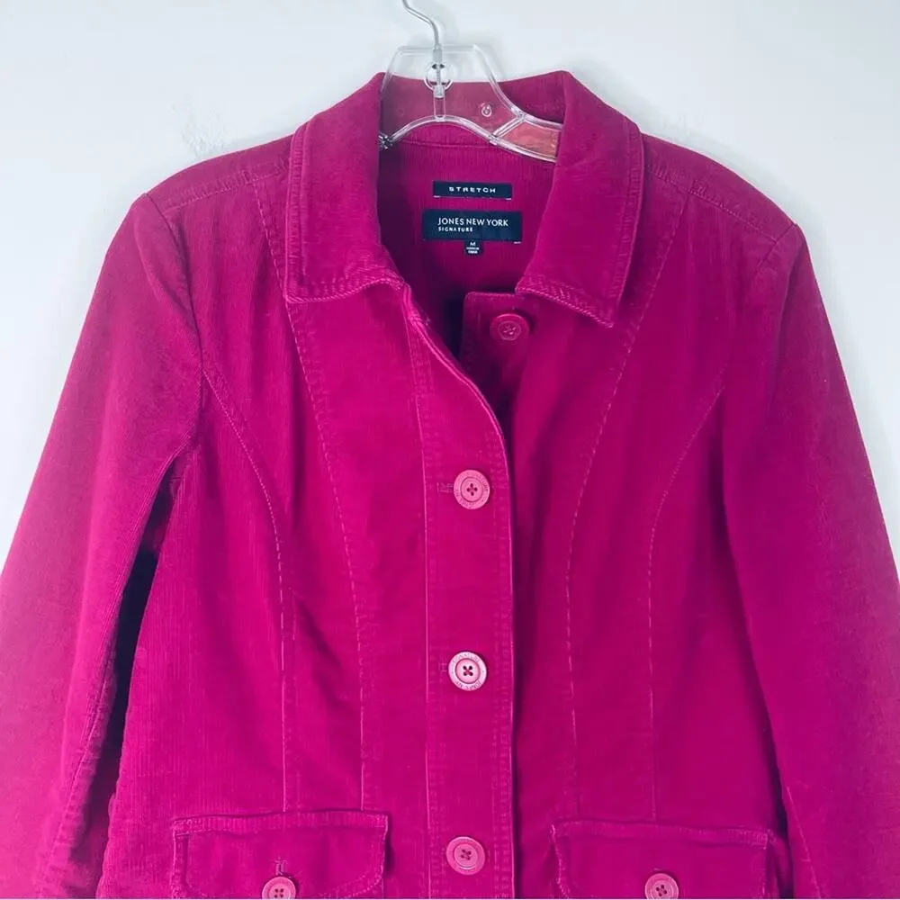 Jones NY pink corduroy preppy button academia blazer jacket medium